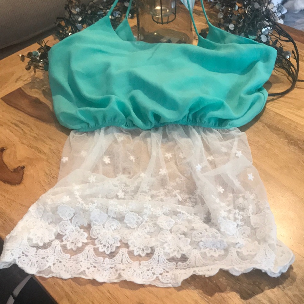 Strappy mint too with Lace torso
